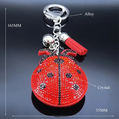 Ladybug Crystal Keychain - Tassel Bag Charm & Decorative Key Ring for Women & Men