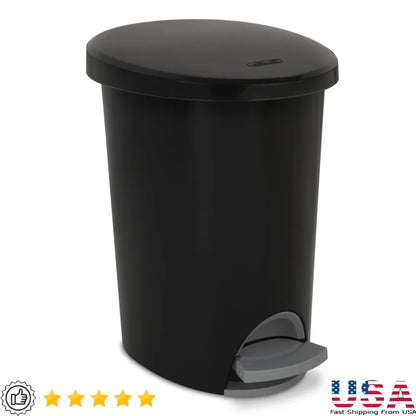 2.6 Gallon Hands-Free Step-On Trash Can — Narrow Plastic Wastebasket for Bathroom, Kitchen & Bedroom