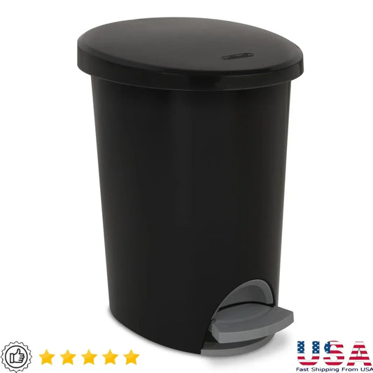 2.6 Gallon Hands-Free Step-On Trash Can — Narrow Plastic Wastebasket for Bathroom, Kitchen & Bedroom