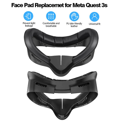 3-in-1 PU Leather Face Mask Cover for Meta Quest 3S – Upgraded Facial Interface Replacement Pad