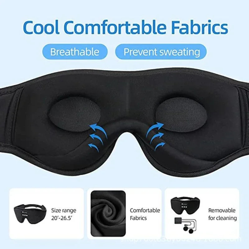 3D Eye Mask with Music Play - Bluetooth Sleeping Headphones and Built-in HD Speakers for Restful Sleep