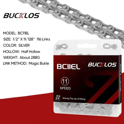 BUCKLOS MTB Bike Chain – 12 & 11 Speed Mountain & Road Bicycle Chain, Compatible with 8-12 Speed Cycling Parts