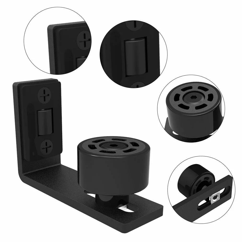 CCJH Adjustable Floor Guide for Sliding Barn Door: Black Wall Guide with Screws - Easy Installation