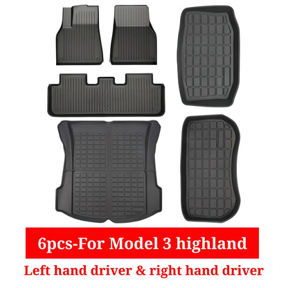 XPE All-Weather Floor Mats for Tesla Model 3/Y (2021-2024) – Waterproof Non-Slip Rubber Trunk Cargo Liner