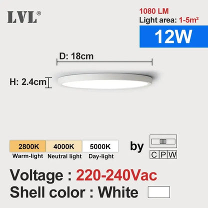 LVL LED Ceiling Light – 3-in-1 Wood Grain & White Round Flush Lamp for Kitchen, Bedroom & Bathroom