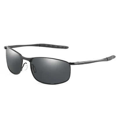Photochromic Men’s Polarized Sunglasses – Metal Square Frame, UV400 Protection for Driving, Sports & Cycling
