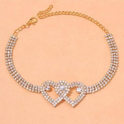 Shiny Cubic Zirconia Chain Anklet – Silver Tone Fashion Ankle Bracelet for Women, Barefoot Sandal Foot Jewelry