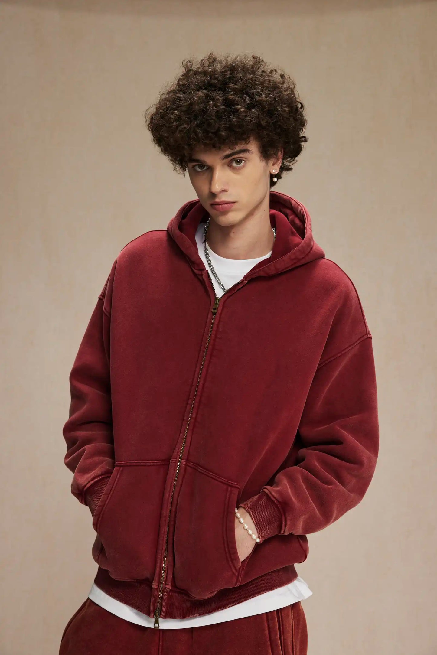 Batik Fleece Zipper Hoodie – Warm Ethnic Style Zip-Up Sweatshirt