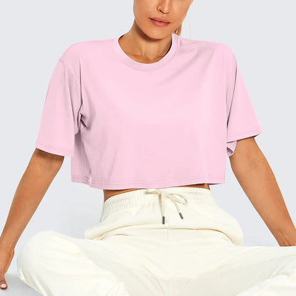 Harajuku Y2K Women’s White Crop Top – Casual Short Loose Summer Tee