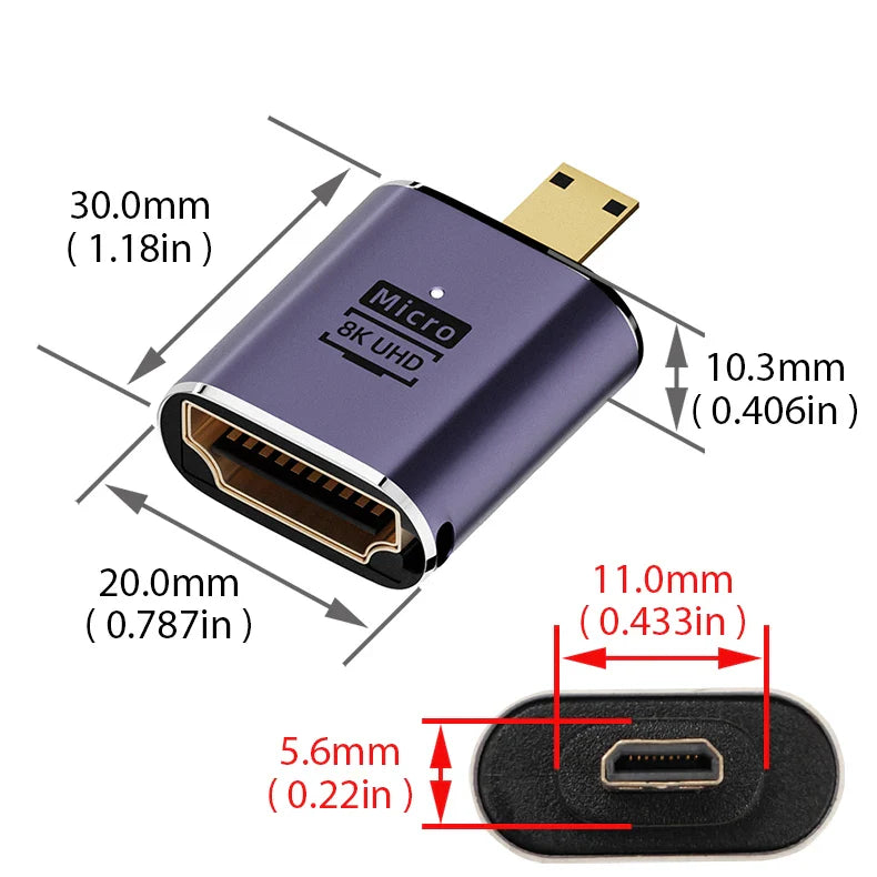 HDMI-Compatible Cable Adapter – Mini/Micro HDMI to HDMI 2.1 Converter, 48Gbps, 8K60Hz, 4K120Hz for PS4, PS5, Laptop, PC, Projector