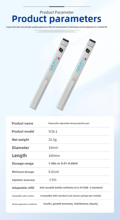 Adjustable-Dose Disposable Insulin Injection Pen — Single-Use Insulin Injector for Precise Diabetes Management