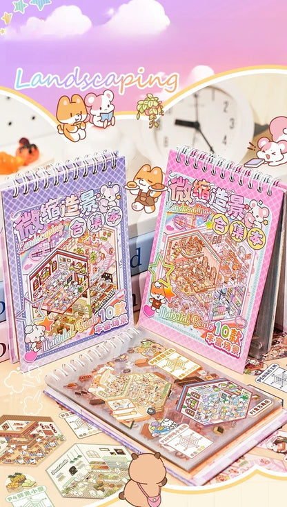 NEW 20Pcs 20-in-1 Cartoon Landscape Sticker Book – DIY 3D Pocket Cabin Scene Stickers for Kids Gift