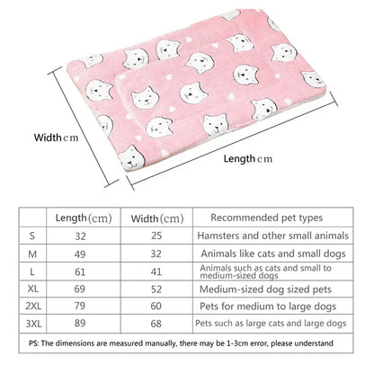 Thick Flannel Pet Sleeping Mat - Soft Warm Cat & Small Dog Cushion Blanket