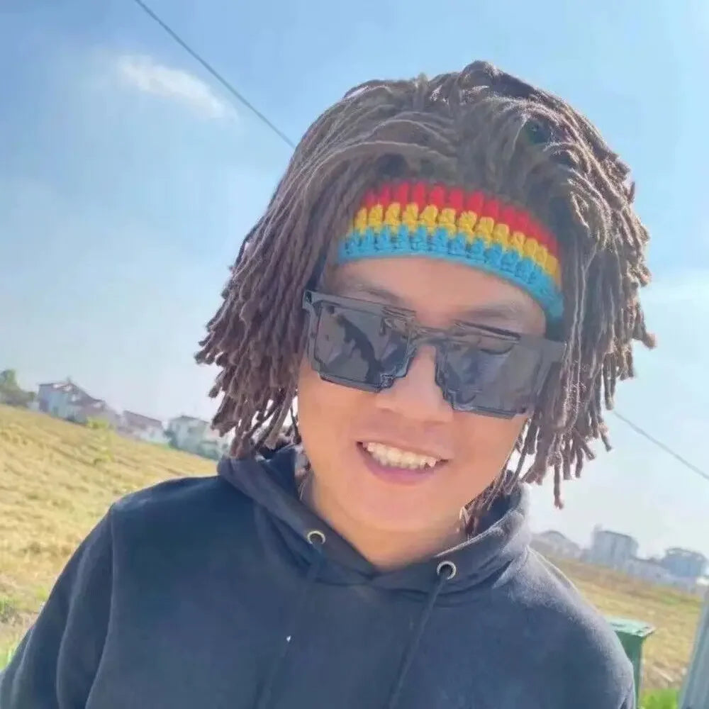 Unisex Synthetic Dreadlock Wig Beanie – Handmade Crochet Rasta Hat for Hip Hop, Jamaica, African Party & Dance