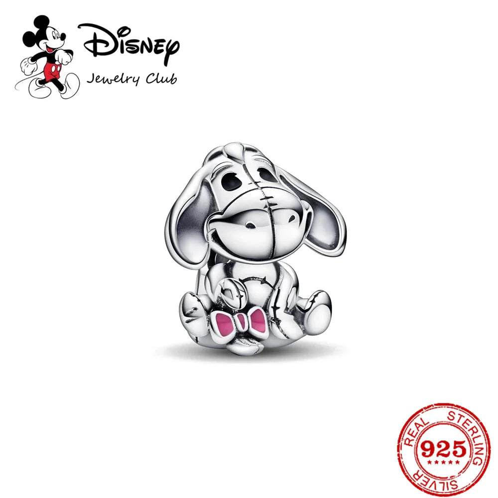 New 925 Sterling Silver Mickey Minnie Vinnie Charm – Beaded Fit for Original Pendant Bracelet, DIY Ladies Jewelry