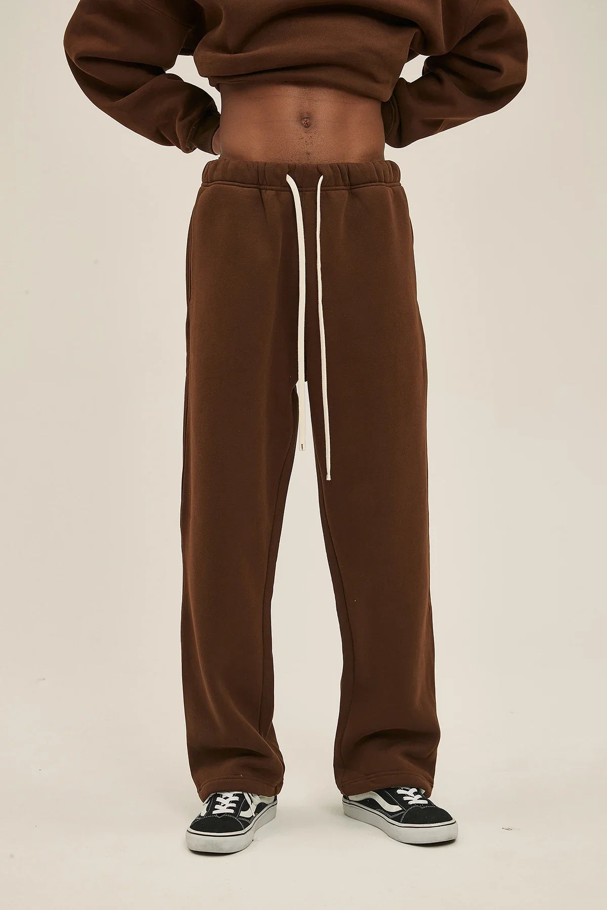 Straight-Lined Solid Color Cashmere Sweatpants – Soft Cozy Lounge Pants