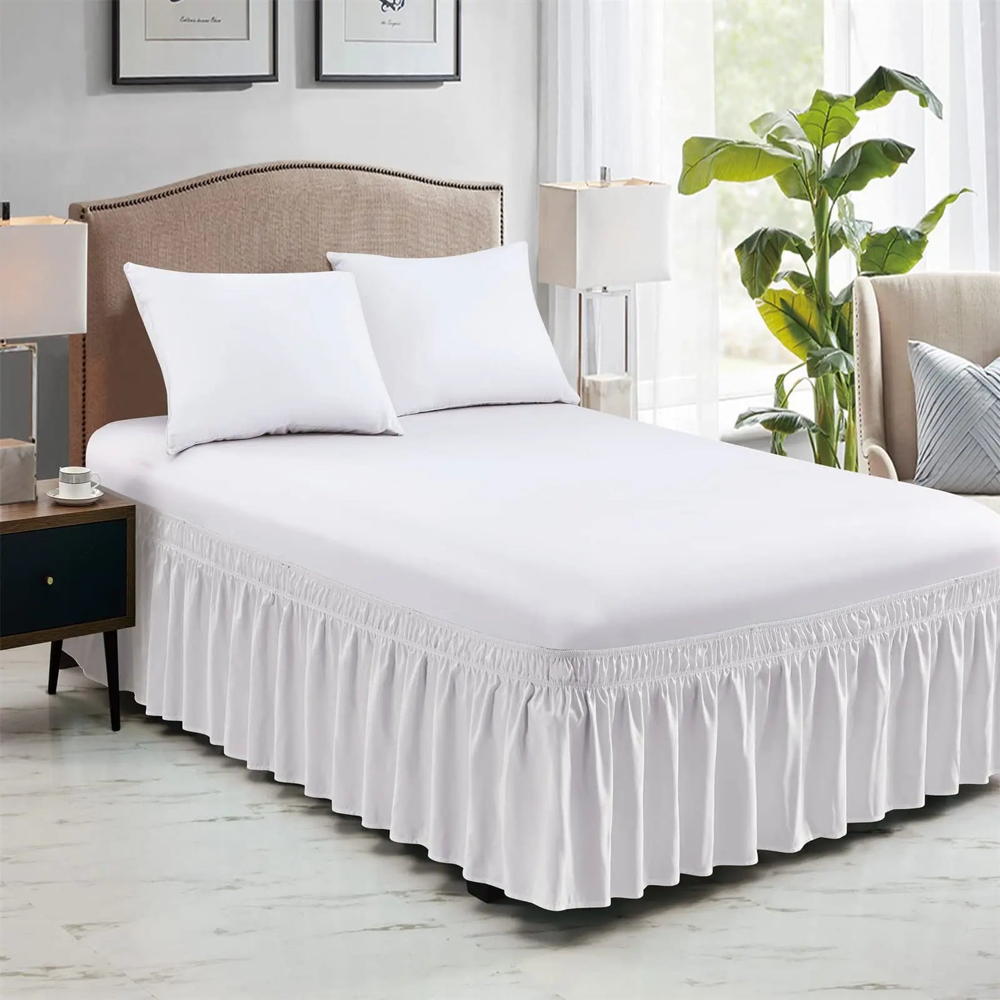 Elastic Wrap-Around Ruffled Bed Skirt – Soft, Comfortable, Fade-Resistant Bedding Protector with Easy-Fit Design for Stylish Bedroom Decor