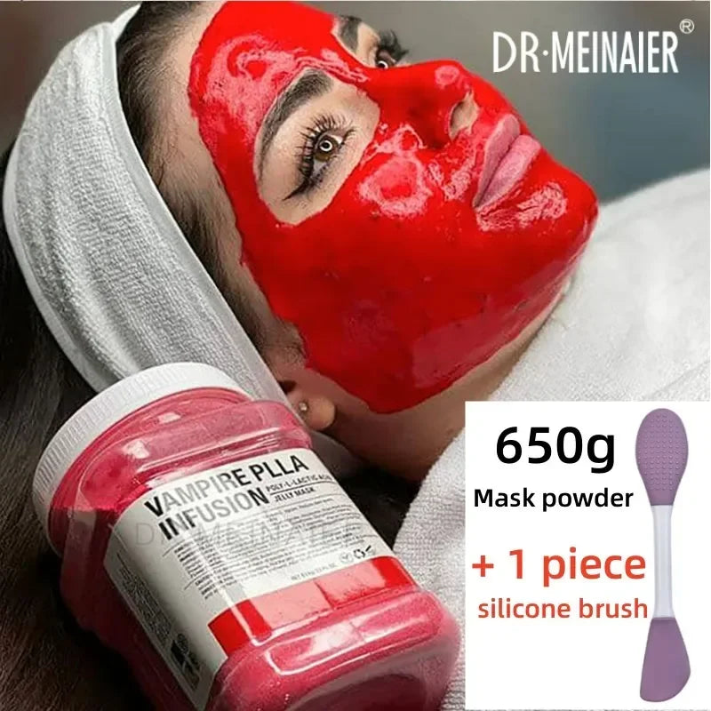 650g Chamomile & Hyaluronic Acid Facial Mask Powder – Moisturizing Rose Jelly Skin Care Mask with Silicone Brush for Elasticity Boost