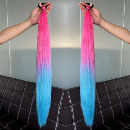 2Pcs Purple Synthetic Ponytail Extensions – Long Straight Hair Accessories with Rubber Bands for Women & Halloween