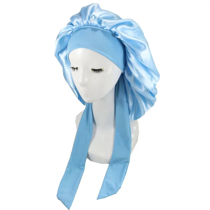 Unisex Satin Sleeping Hat - Solid Color Night Sleep Cap, Hair Care Bonnet, Nightcap for Women and  Men, Shower Turban