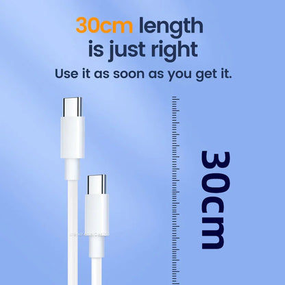 30cm USB-C to USB-C Fast Charging Cable – Compatible with iPhone 15, Xiaomi, Samsung, Huawei & Power Banks