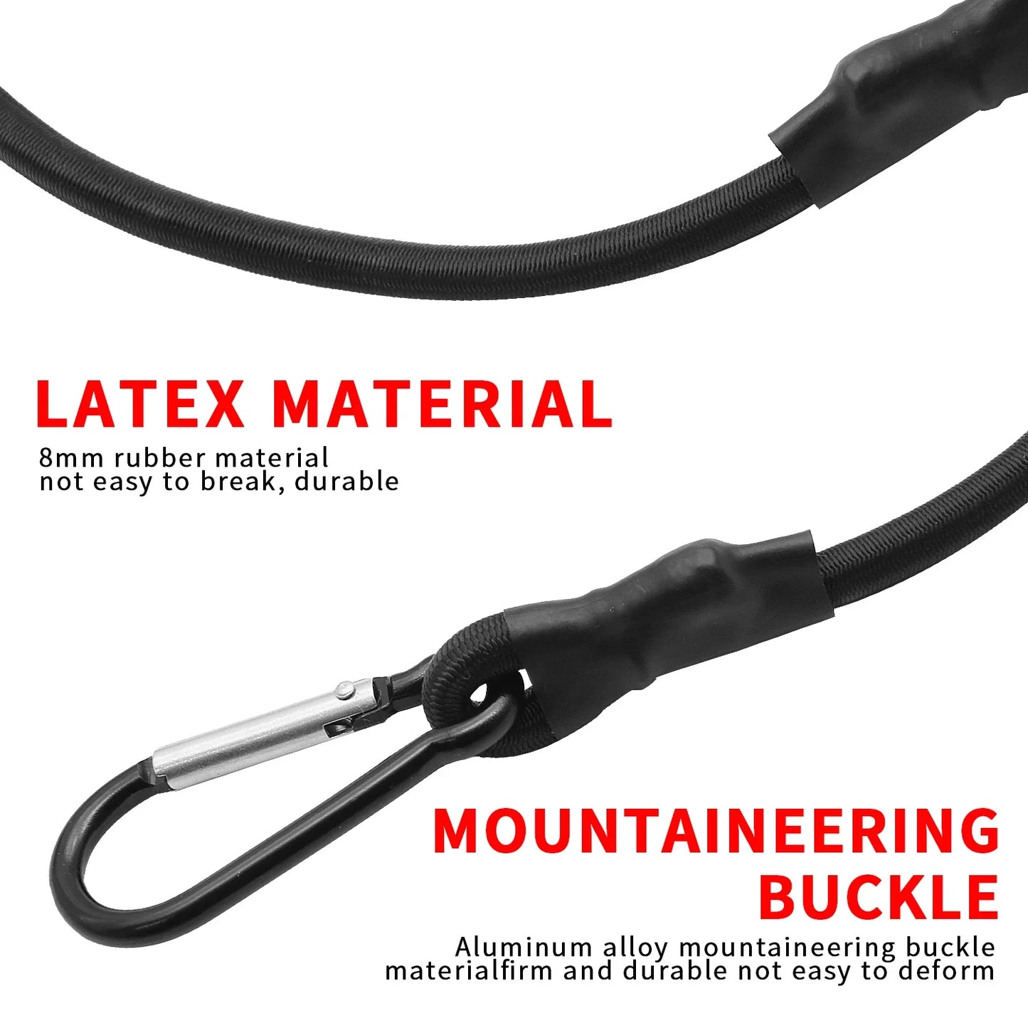 Baiann Stretch Elastic Bungee Cords with Hooks - 30/60/90/120/150cm for Bikes, Car Luggage, Roof Rack, & Tie-Downs