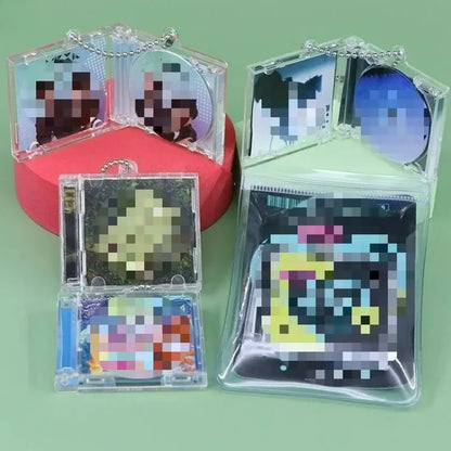 1/50pcs Clear Mini CD Case Pendant – DIY Commemorative Album Keychain & Backpack Hanging Decoration Keyrings