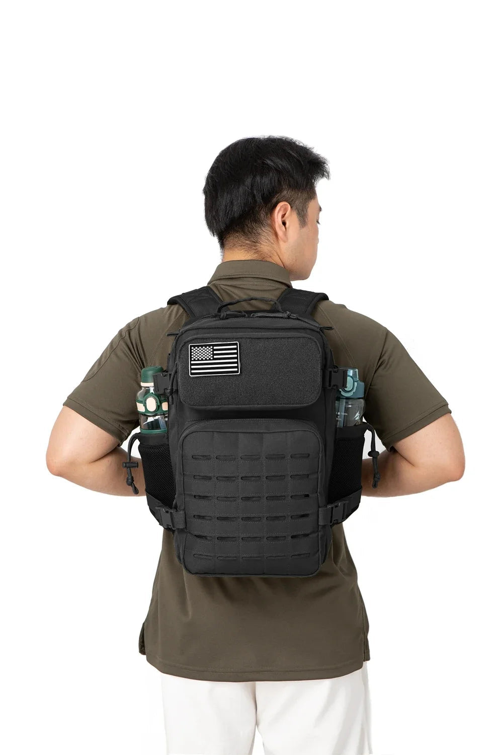 QT&QY 25L/45L Tactical Backpack – Outdoor Survival & Hiking Rucksack for Men & Women, Bug Out Bag with Bottle Holder