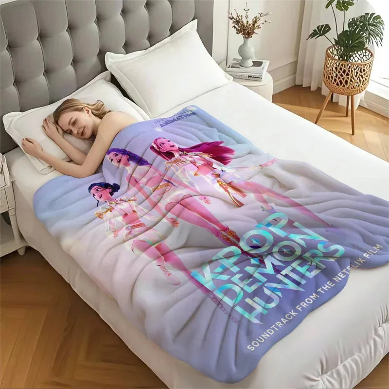 K-Pop Demon Hunters Flannel Blanket – 31 Styles Anime Throw for Home, Travel & Camping Fan Gift