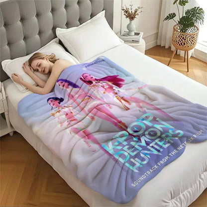 K-Pop Demon Hunters Flannel Blanket – 31 Styles Anime Throw for Home, Travel & Camping Fan Gift