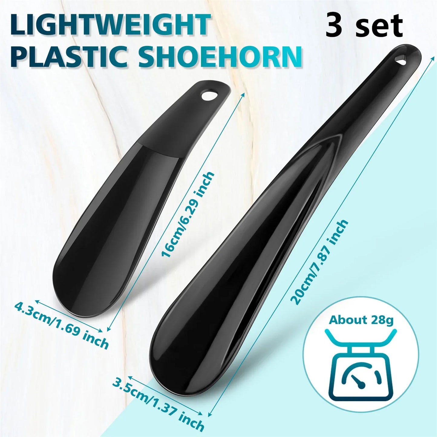 6.29″ & 7.87″ Lightweight Plastic Shoehorn – Travel Shoe Horn Helper for Men, Women & Kids Aid Accessories