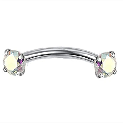 Crystal Curved Barbell Piercing Earrings – Daith, Helix, Tragus & Cartilage Body Jewelry Stud Ring