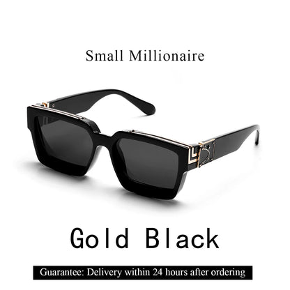Ruiao Retro Black Millionaire Sunglasses – Luxury Square Designer Shades for Men & Women (2024)