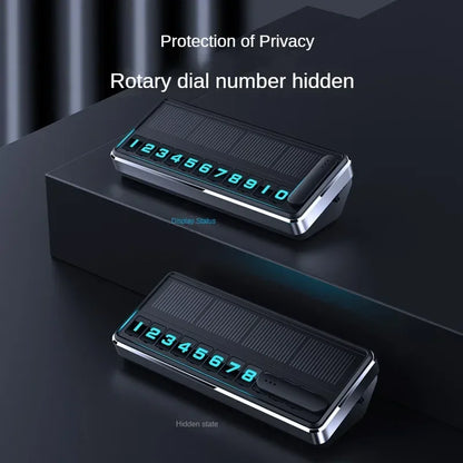 Solar LED Car Phone Number Plate — Hidden Temporary Parking Card with Multi-Number Display