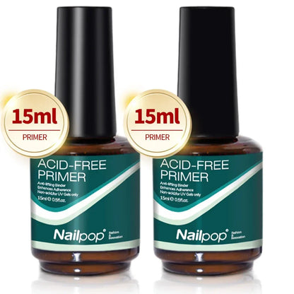 Nailpop Nail Dehydrator & Primer — Acid-Free Natural Nail Prep for Acrylic & UV Gel, Fast Dry Superior Bonding Set