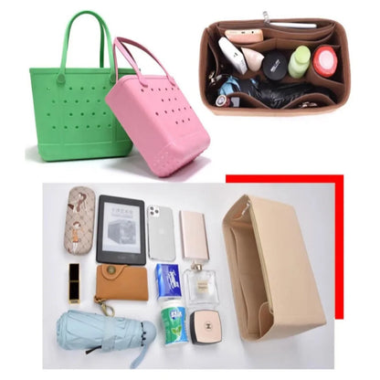 Felt Bag Organizer Insert for Bogg Bag – Large Multi-Pocket Inner Divider & Tote Shaper for Rubber Beach & Travel Bags