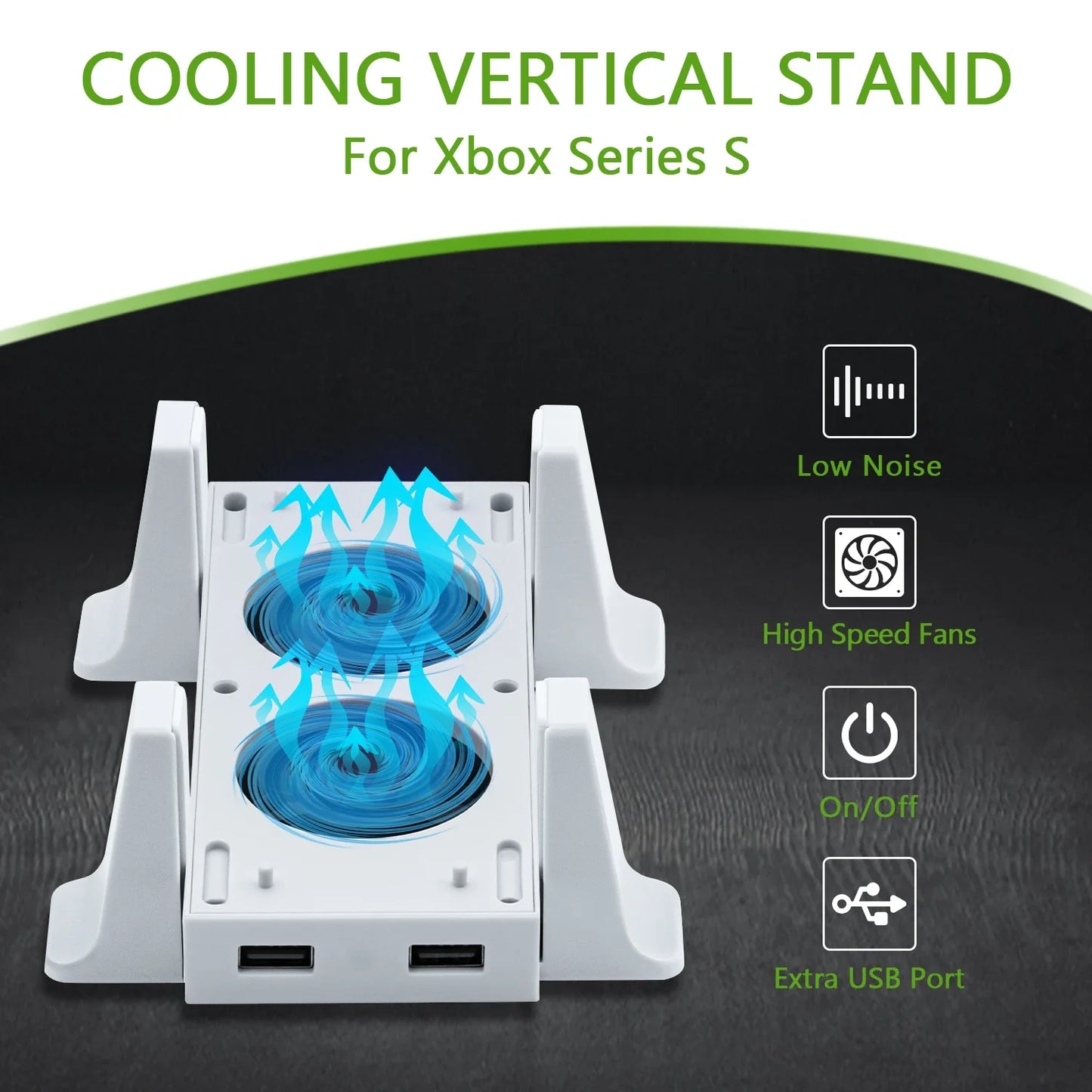 DOBE LED High-Speed Cooling Stand for Xbox Series S – Vertical Console Holder with Cooling Fan & Indicator Light Accessory (White)