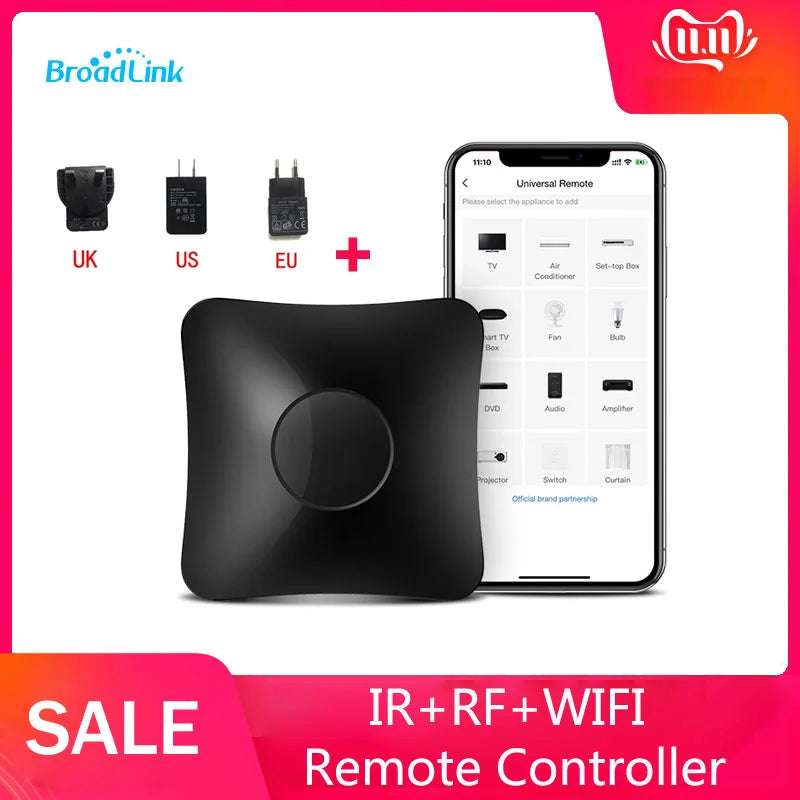 Broadlink RM4 Pro Universele Smart Remote – WiFi + IR + RF Schakelaar, Werkt met Alexa