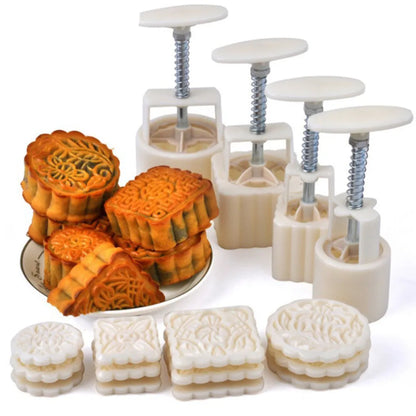 DIY Flower-Shaped Mooncake Mould for Mid-Autumn Festival - Hand Pressure Fondant Pastry Decorating Tools