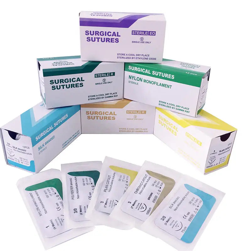 12PCS CC Surgical Suture Thread for Pets – PGA 910 PGLA, 75CM-90CM, 2/0-5/0 for Dog Suture Practice