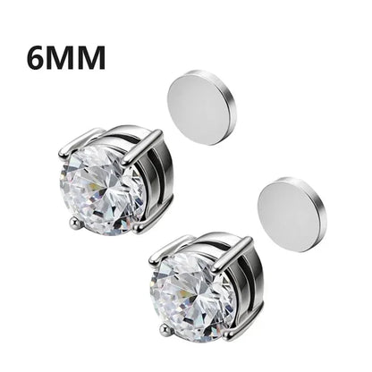 Crystal Magnetic Ear Studs – Punk Round Zircon Non-Piercing Earrings for Men & Women