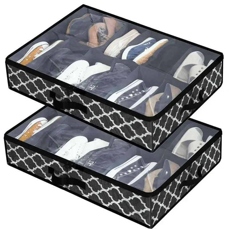 Foldable Under-Bed Shoe Storage Boxes — Closet Organizer Bags for Shoes and Home Storage
