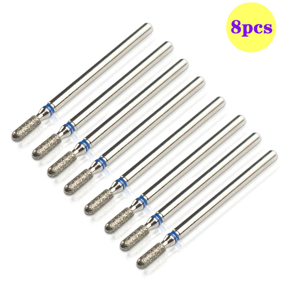 8pcs Diamond Nail Drill Bit Set - Rotary Electric Milling Cutters for Pedicure, Manicure, Cuticle Burr & Nail Tools Accessories