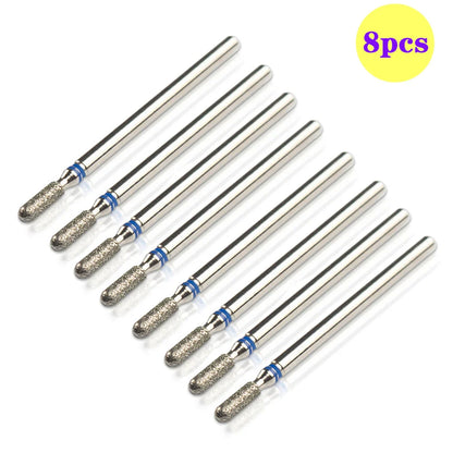 8pcs Diamond Nail Drill Bit Set - Rotary Electric Milling Cutters for Pedicure, Manicure, Cuticle Burr & Nail Tools Accessories