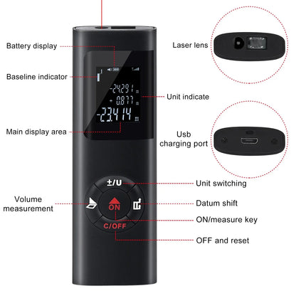 40M/60M Mini Smart Laser Distance Meter | Portable USB Rechargeable Infrared Rangefinder