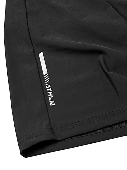 Men’s Solid Color Casual Shorts – Elastic Waist with Drawstring and Zipper Pockets, Loose Fit High Elasticity