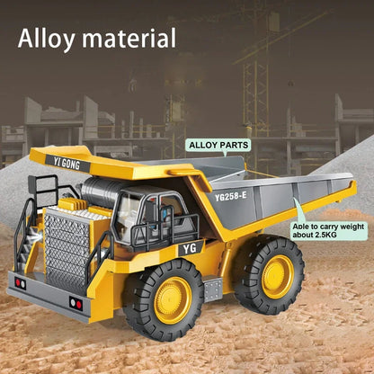 2.4G RC Excavator & Dump Truck Toy – Alloy & Plastic Construction Vehicle Model for Kids