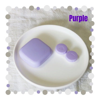 Mini Portable Contact Lens Case Kit – Solid Color Storage Box with Tweezer & Suction Stick Travel Holder