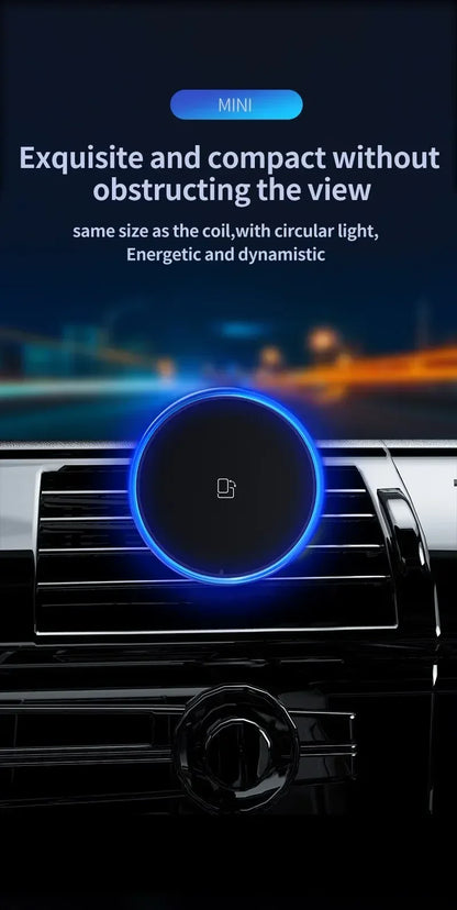 30W RGB Magnetic Car Wireless Charger – Fast Charging Stand Mount for iPhone 12-15 Pro Max, MagSafe Compatible