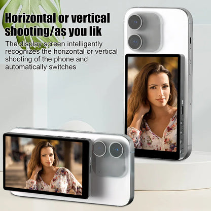 Wireless Magnetic Phone Rear Camera Monitor Screen – Selfie Mirror Display for Vlogging, Live Streaming & Video Recording Assistance